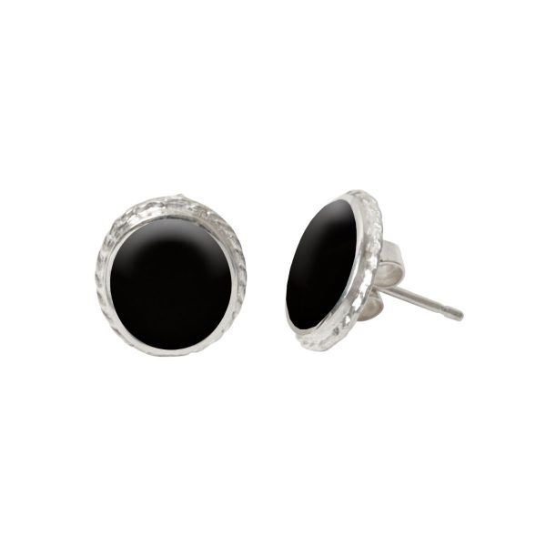 Silver Whitby Jet Stud Earrings