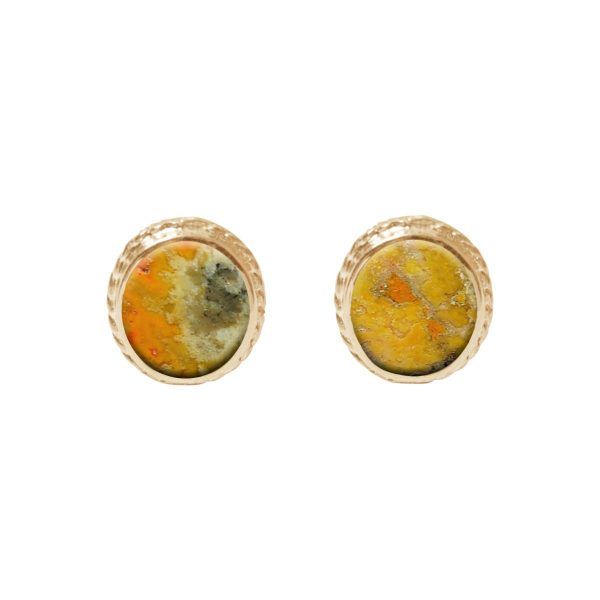 Gold Bumblebee Jasper Stud Earrings