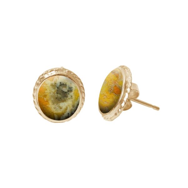 Gold Bumblebee Jasper Stud Earrings