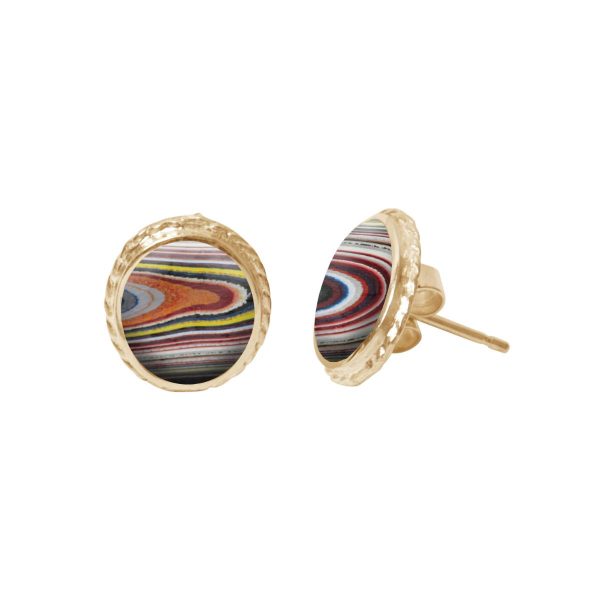 Gold Fordite Stud Earrings