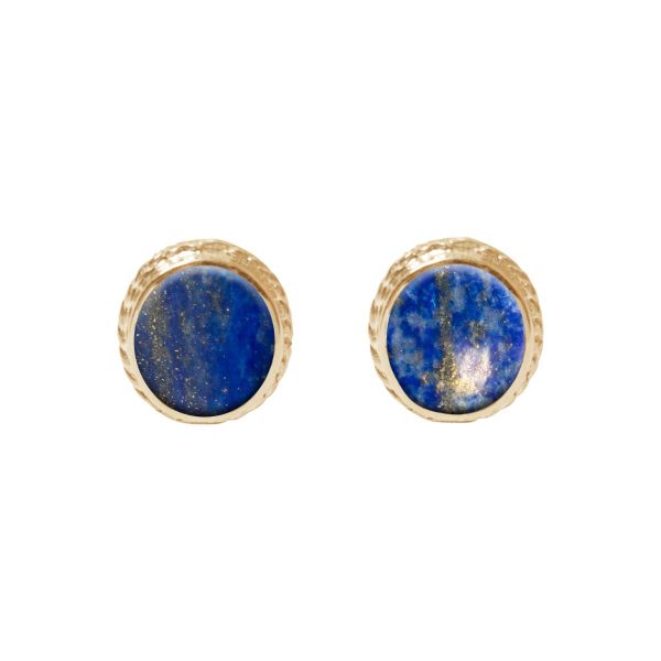 Gold Lapis Stud Earrings