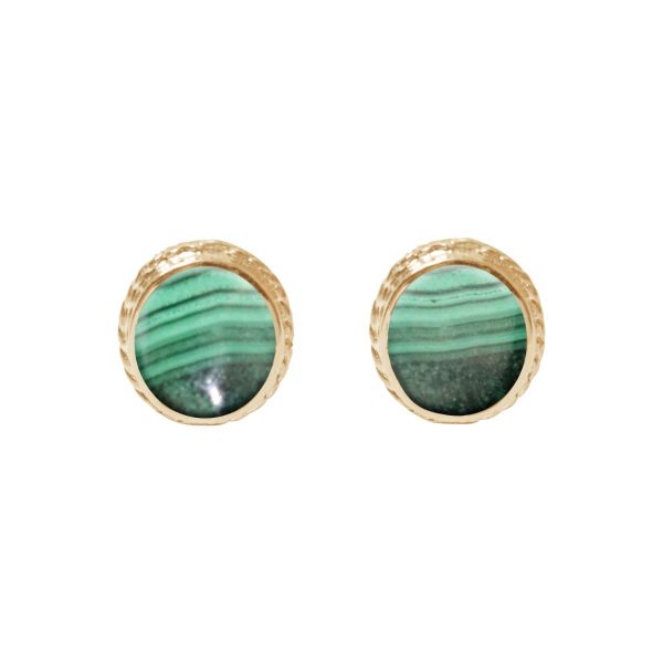 Gold Malachite Stud Earrings