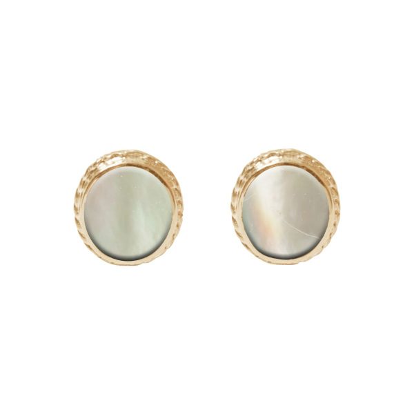 Gold Mother of Pearl Stud Earrings