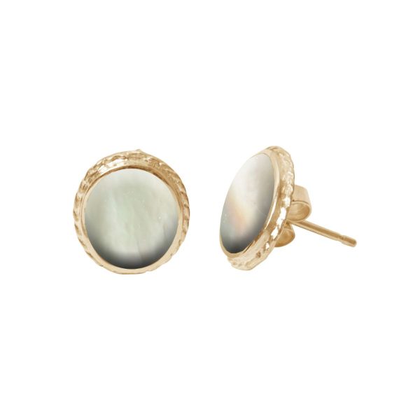 Gold Mother of Pearl Stud Earrings