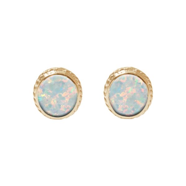 Gold Sun Ice Opalite Stud Earrings