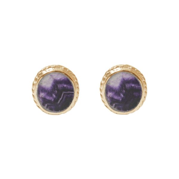 Gold Blue John Stud Earrings