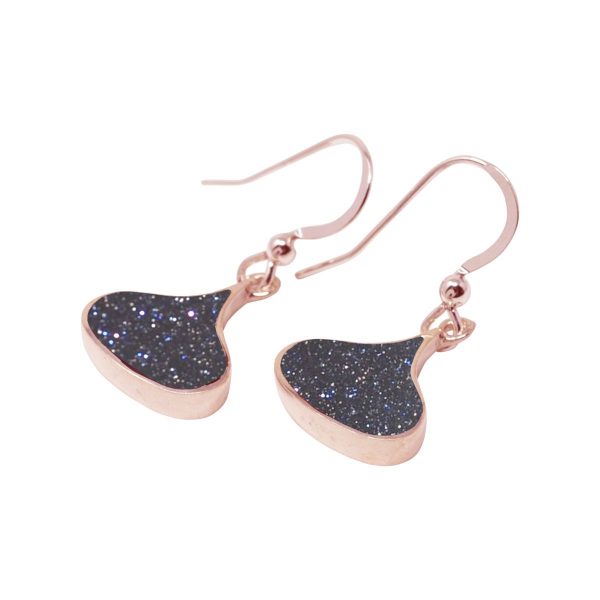 Rose Gold Blue Goldstone Drop Earrings