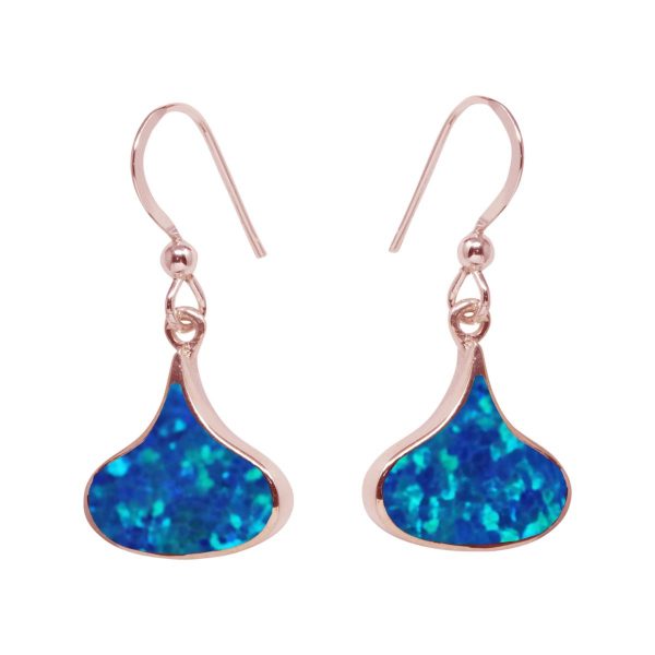 Rose Gold Opalite Cobalt Blue Drop Earrings