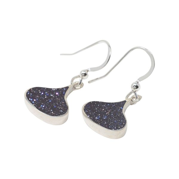 Silver Blue Goldstone Drop Earrings