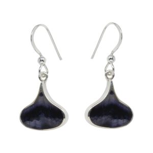 Silver Squashed Pear Blue John Drop Earrings