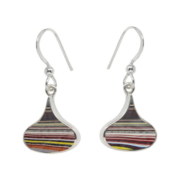 Silver Fordite Drop Earrings