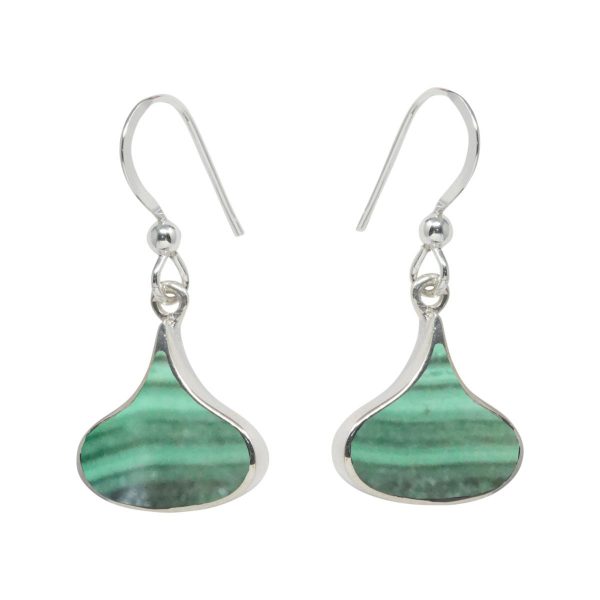 Silver Malachite Drop Earrings