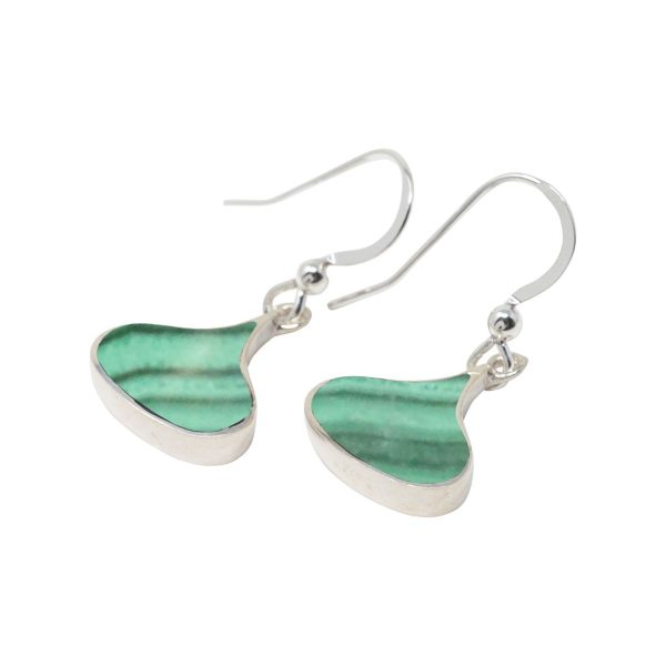 Silver Malachite Drop Earrings