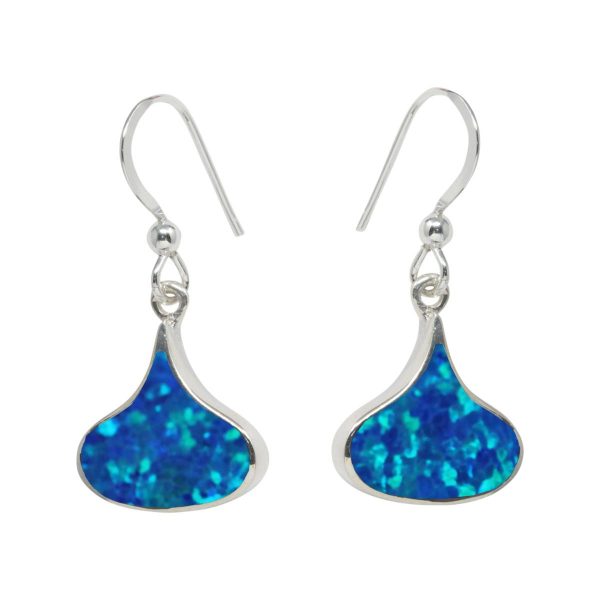 White Gold Opalite Cobalt Blue Drop Earrings