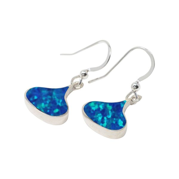 White Gold Opalite Cobalt Blue Drop Earrings