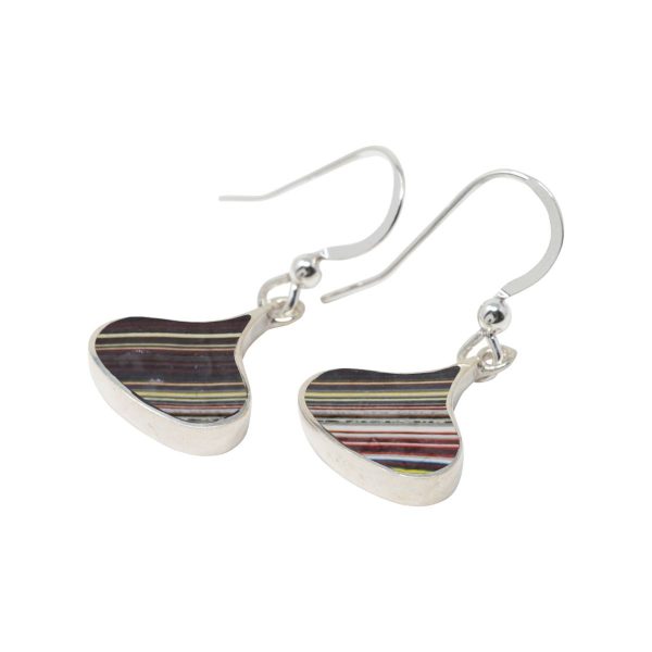 White Gold Fordite Drop Earrings
