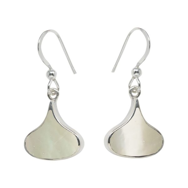 White Gold Mother of Pearl Drop Earrings