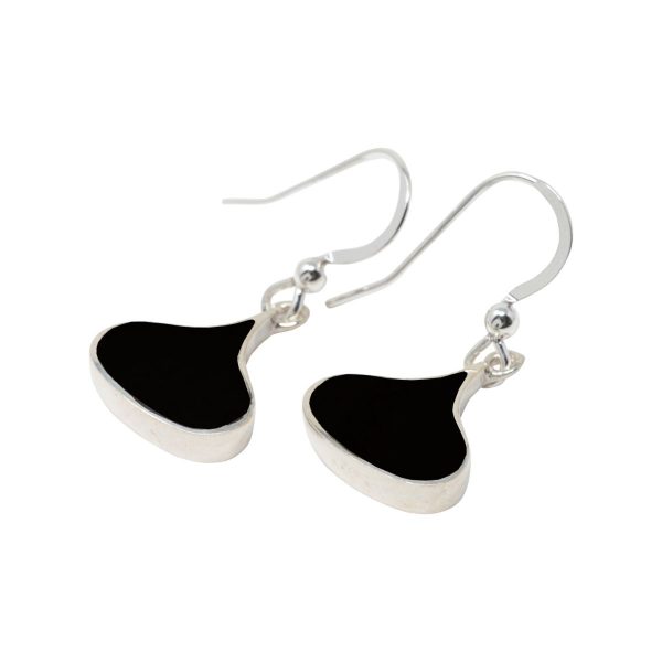 White Gold Whitby Jet Drop Earrings