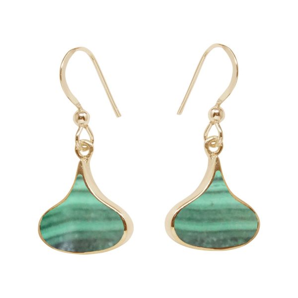 Gold Malachite Drop Earrings