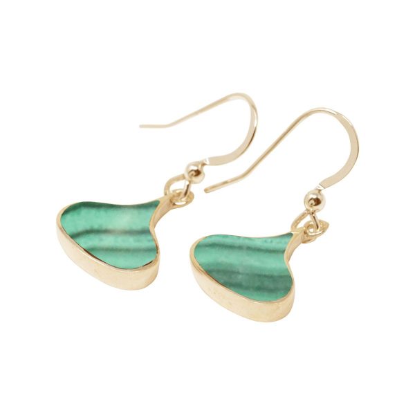 Gold Malachite Drop Earrings