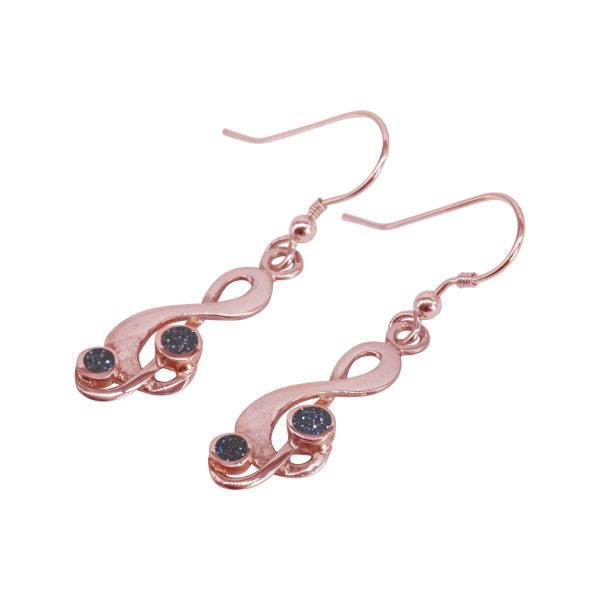 Rose Gold Blue Goldstone Drop Earrings