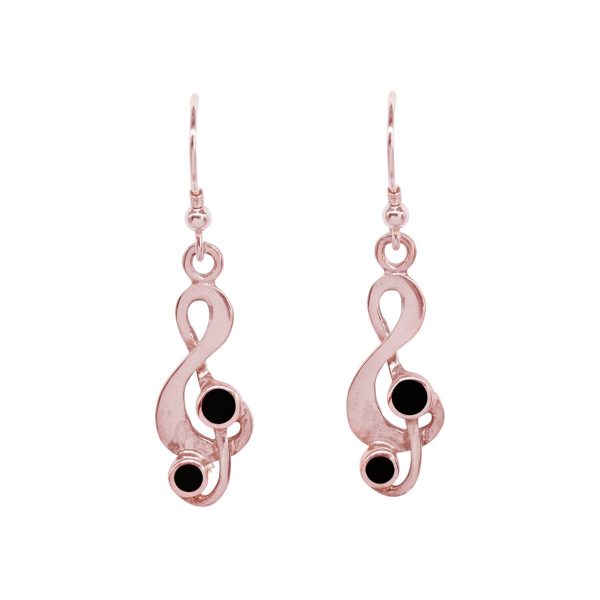 Rose Gold Whitby Jet Drop Earrings