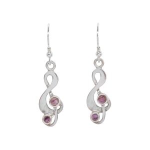 Silver Blue John Treble Clef Drop Earrings