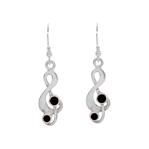 Silver Whitby Jet Drop Earrings