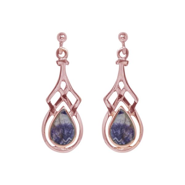 Rose Gold Blue John Drop Earrings