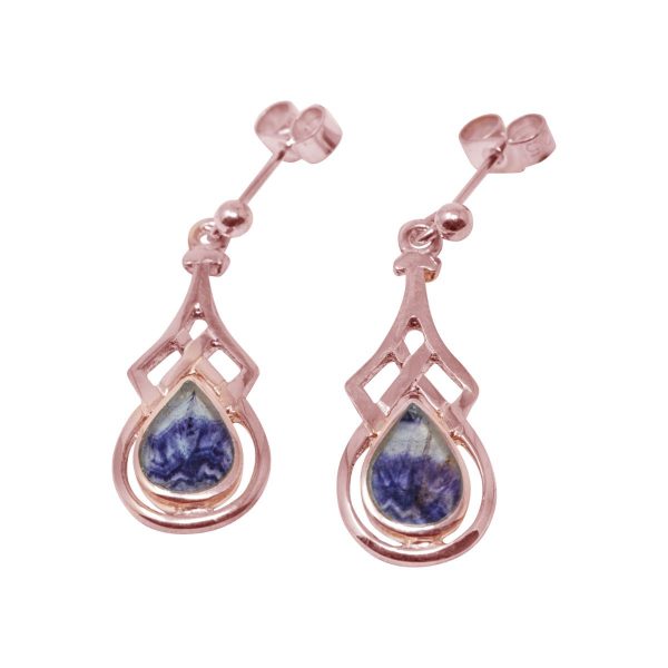 Rose Gold Blue John Drop Earrings