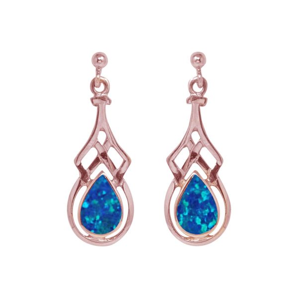 Rose Gold Opalite Cobalt Blue Drop Earrings