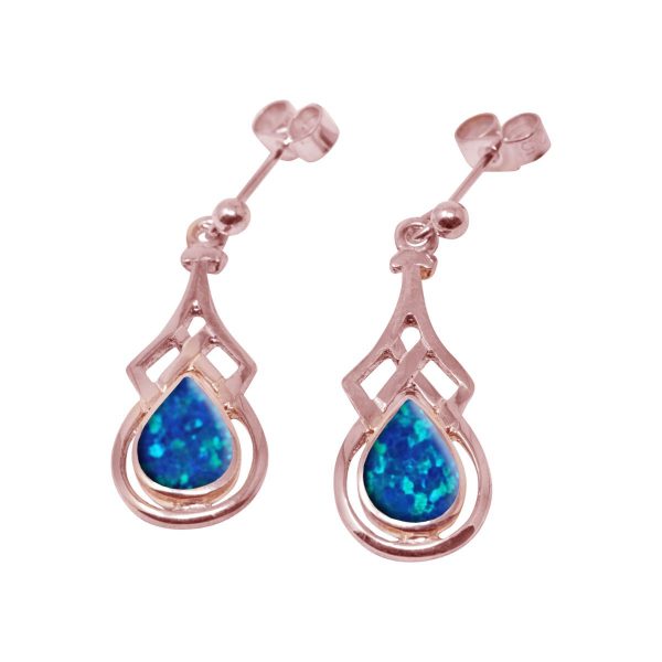 Rose Gold Cobalt Blue Opalite Drop Earrings