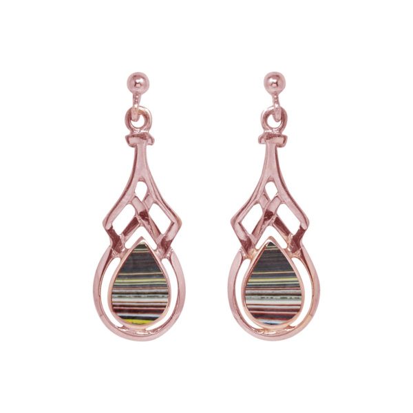 Rose Gold Fordite Drop Earrings