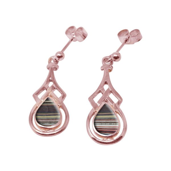 Rose Gold Fordite Drop Earrings