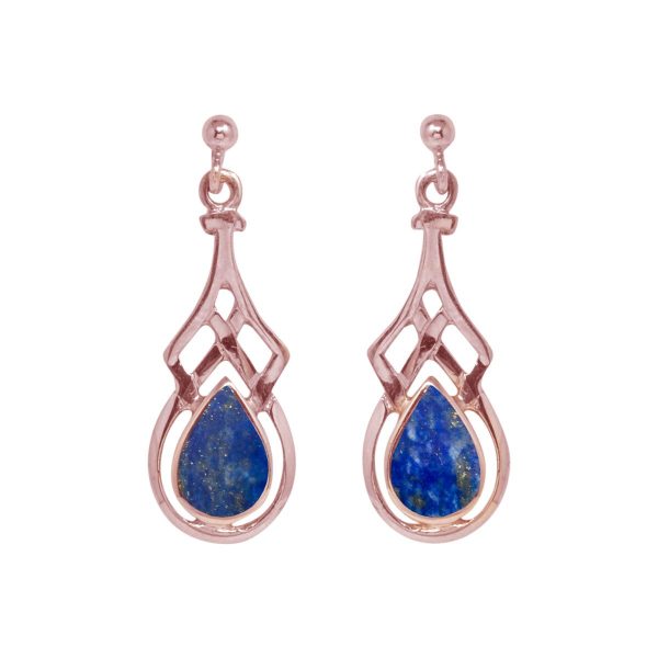 Rose Gold Lapis Drop Earrings