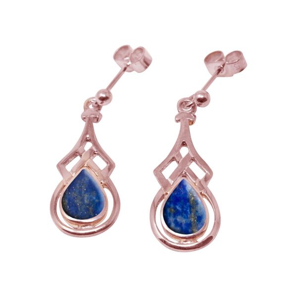 Rose Gold Lapis Drop Earrings