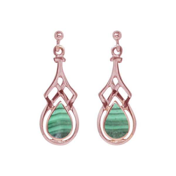 Rose Gold Malachite Drop Earrings