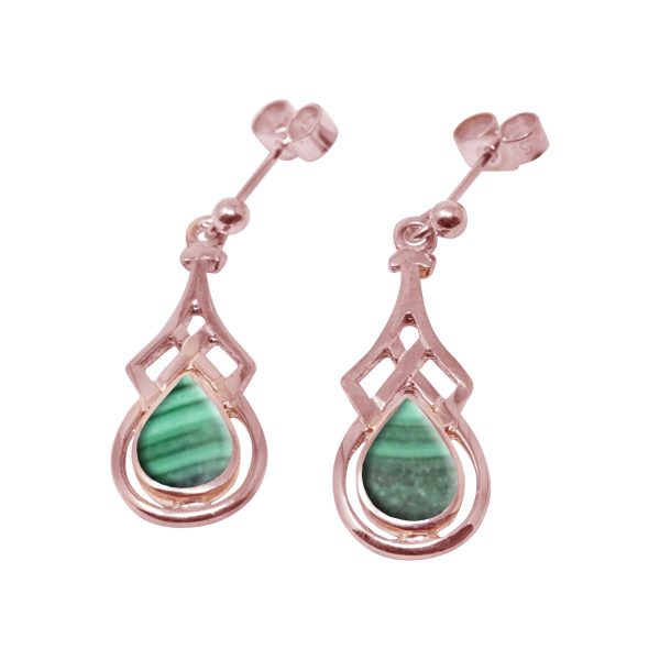 Rose Gold Malachite Drop Earrings