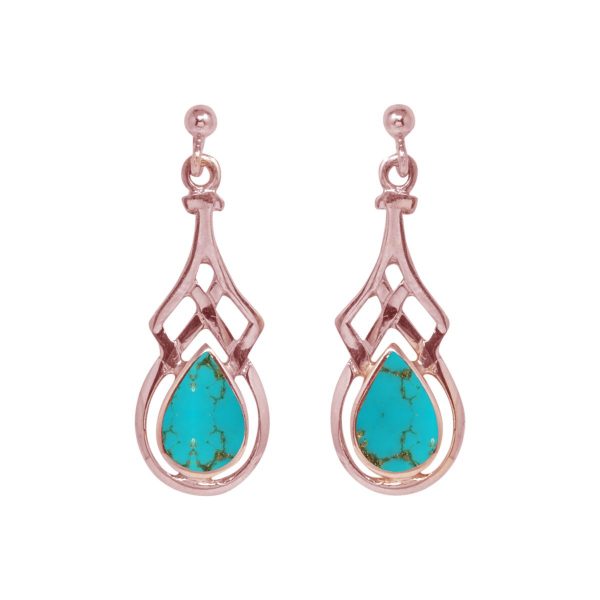 Rose Gold Turquoise Drop Earrings