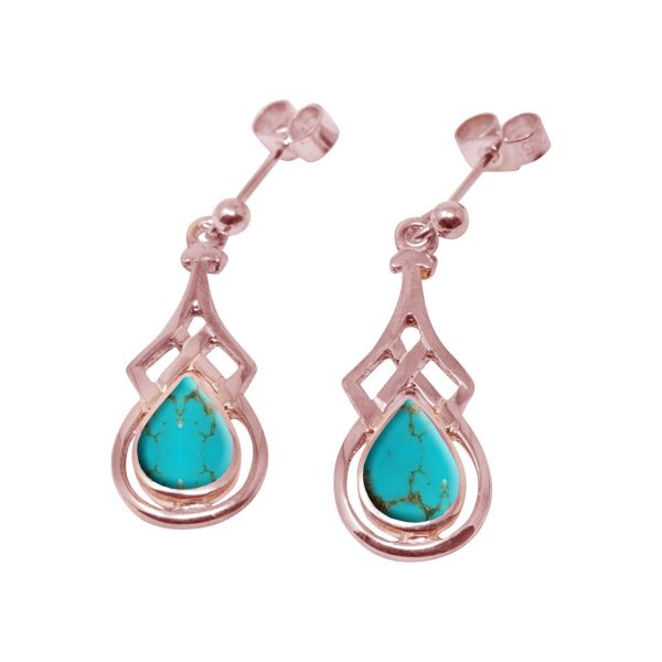 Rose Gold Turquoise Drop Earrings