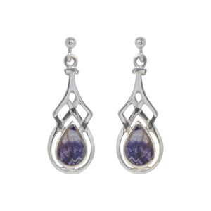 Silver Celtib Blue John Drop Earrings