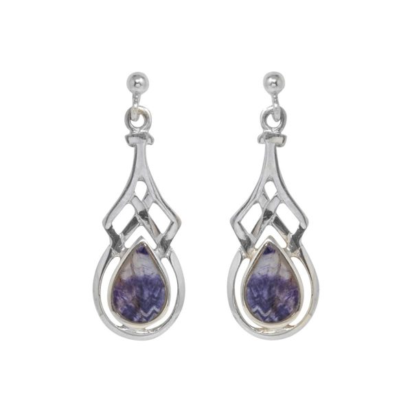 Silver Celtib Blue John Drop Earrings