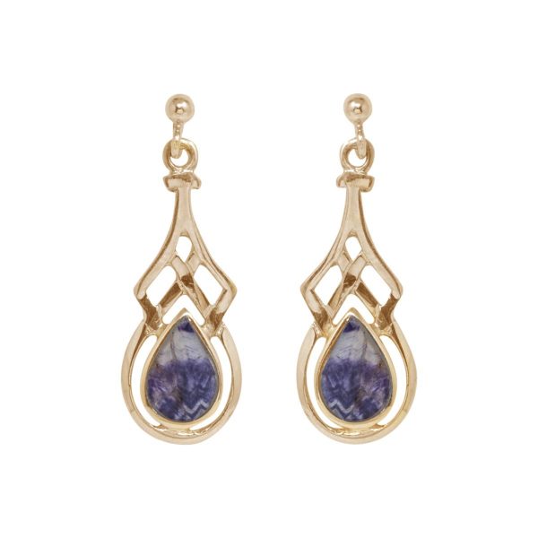 Gold Blue John Drop Earrings