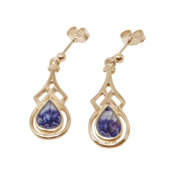 Gold Blue John Drop Earrings