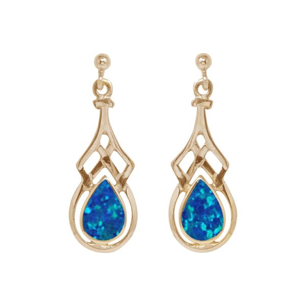 Gold Cobalt Blue Opalite Drop Earrings