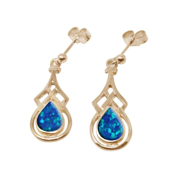 Gold Cobalt Blue Opalite Drop Earrings