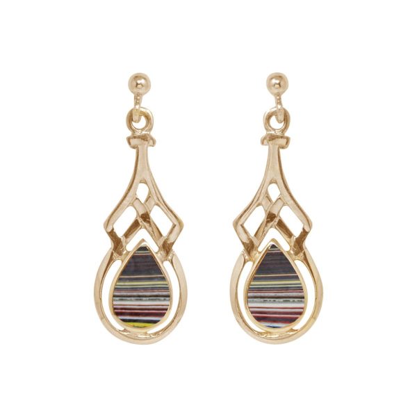 Gold Fordite Drop Earrings