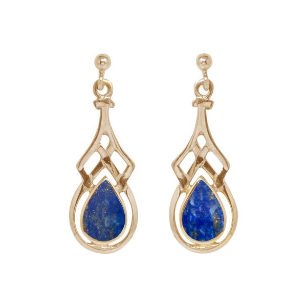 Gold Lapis Drop Earrings