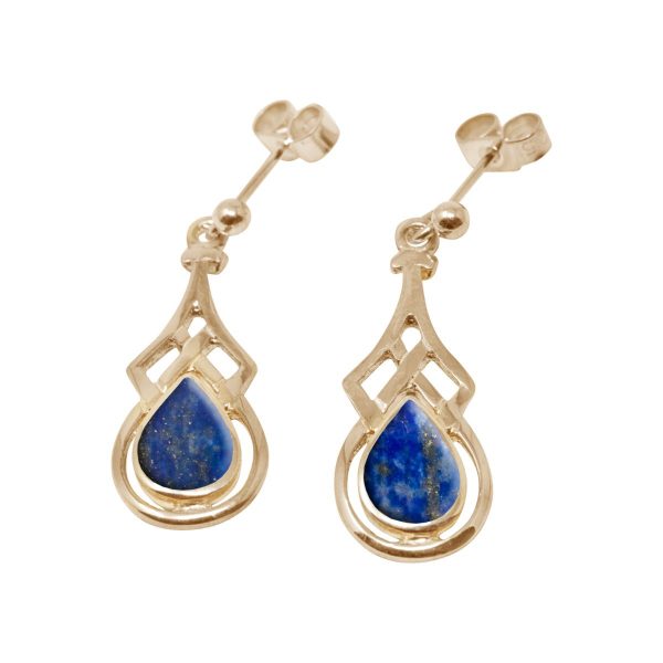 Gold Lapis Drop Earrings