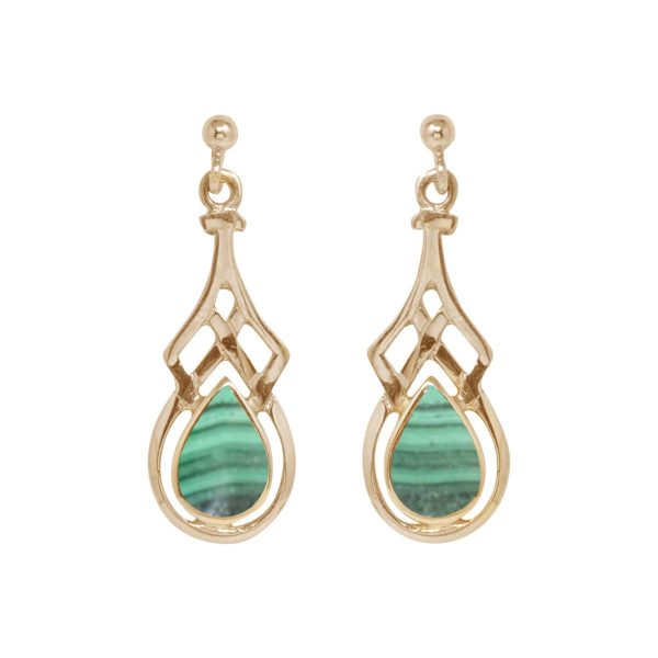 Gold Malachite Drop Earrings